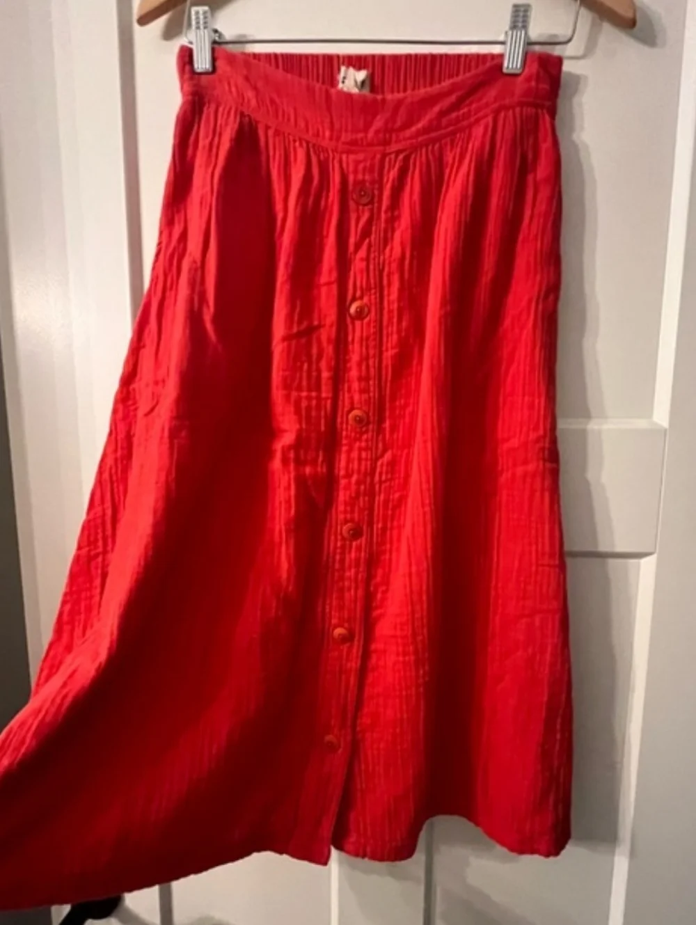 Pact Organic Cotton Red Midi Skirt Size Large - Picture 2 of 5